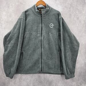 Harriton Gray Full Zip Mock Neck Fleece Sweater Coat Jacket XL Extra Large